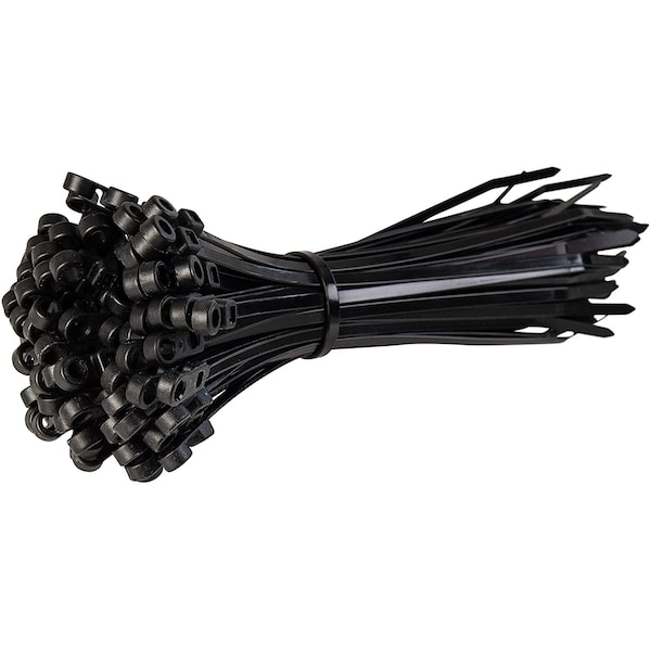 Cable Tie, 15 in L, 4 in Max Bundle Dia., Black, Nylon 6/6, 50 lb Strength, 100 PK